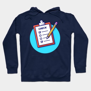 Clipboard, Paper And Pencil Cartoon Vector Icon Illustration Hoodie